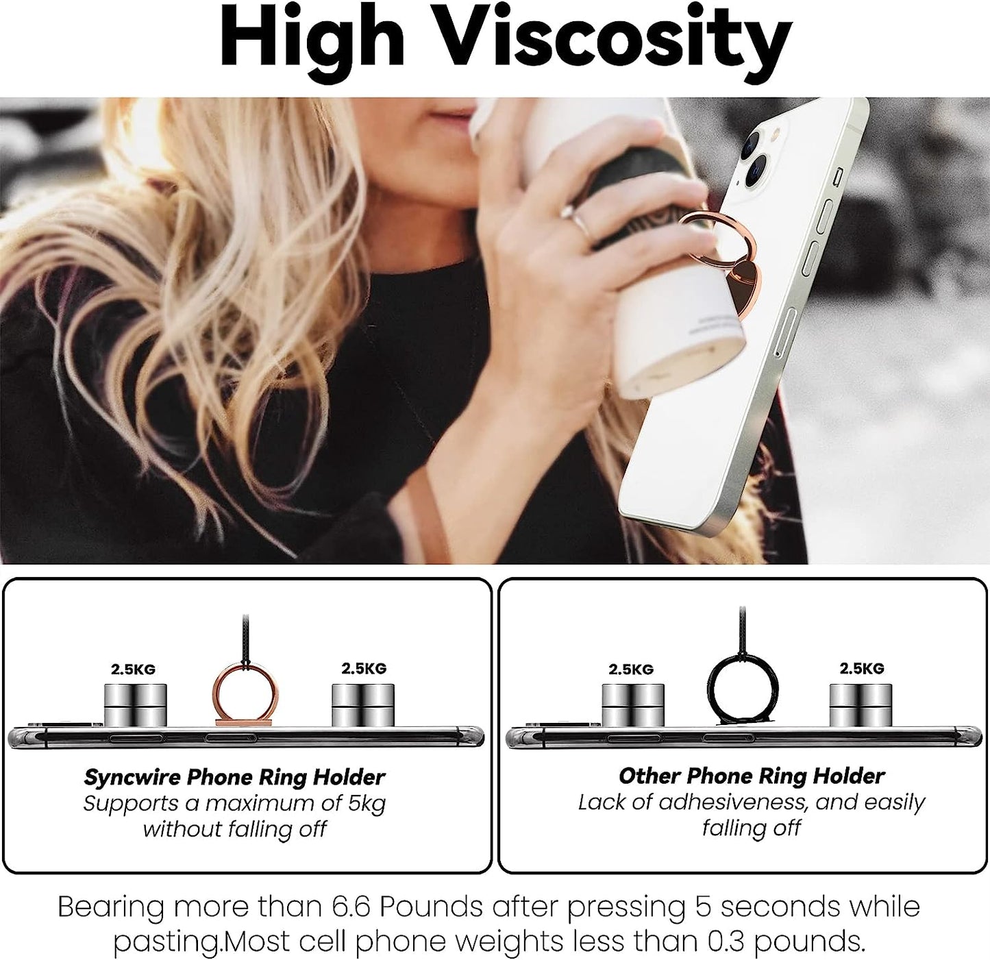 OBHEI Metal Cell Phone Ring Holder Finger Ring Stand, 360 Degree Rotation Ring Kickstand Grip Holder for Magnetic Car Mount, Rose Gold  OBHEI   