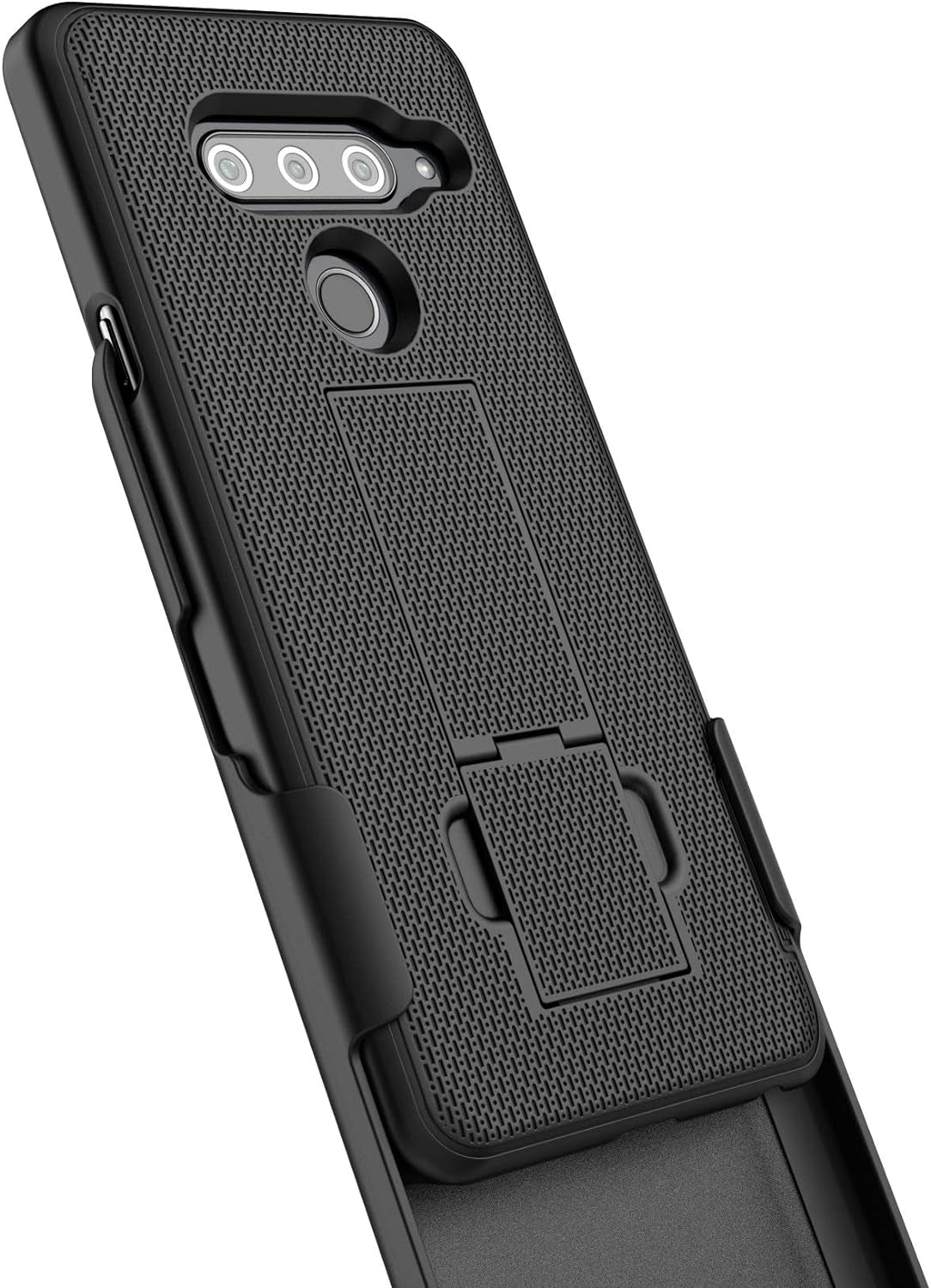 Encased Thin Fit Phone Case for LG V40 Thinq - (Duraclip XC) Holster Shell Combo Belt Clip with Rotating Holster, Black (2018 Release)  Encased   