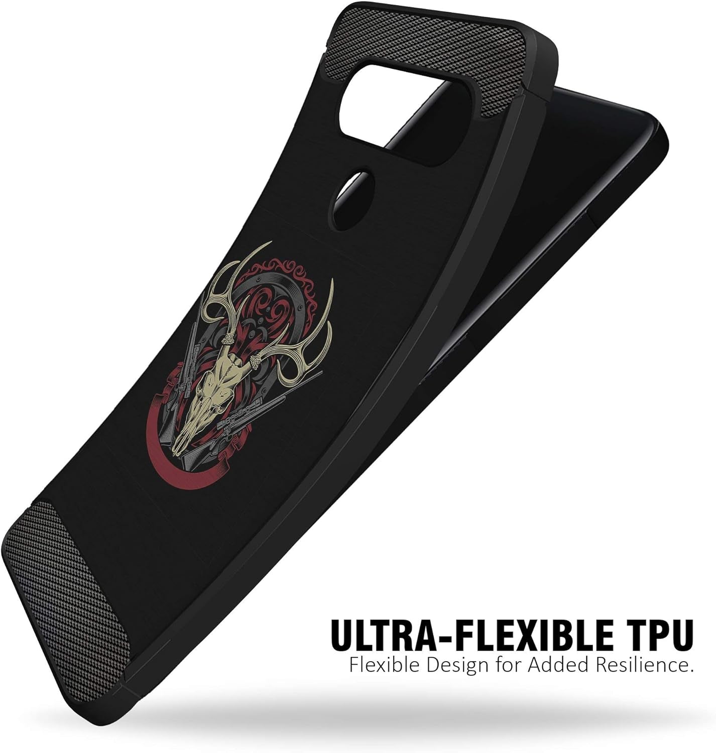 Casesondeck Case Compatible with LG G8 Thinq/Lg G8 -Flexible and Durable Shock Absorption with Carbon Fiber Accents and Designs (Deer Skull)  CasesonDeck   