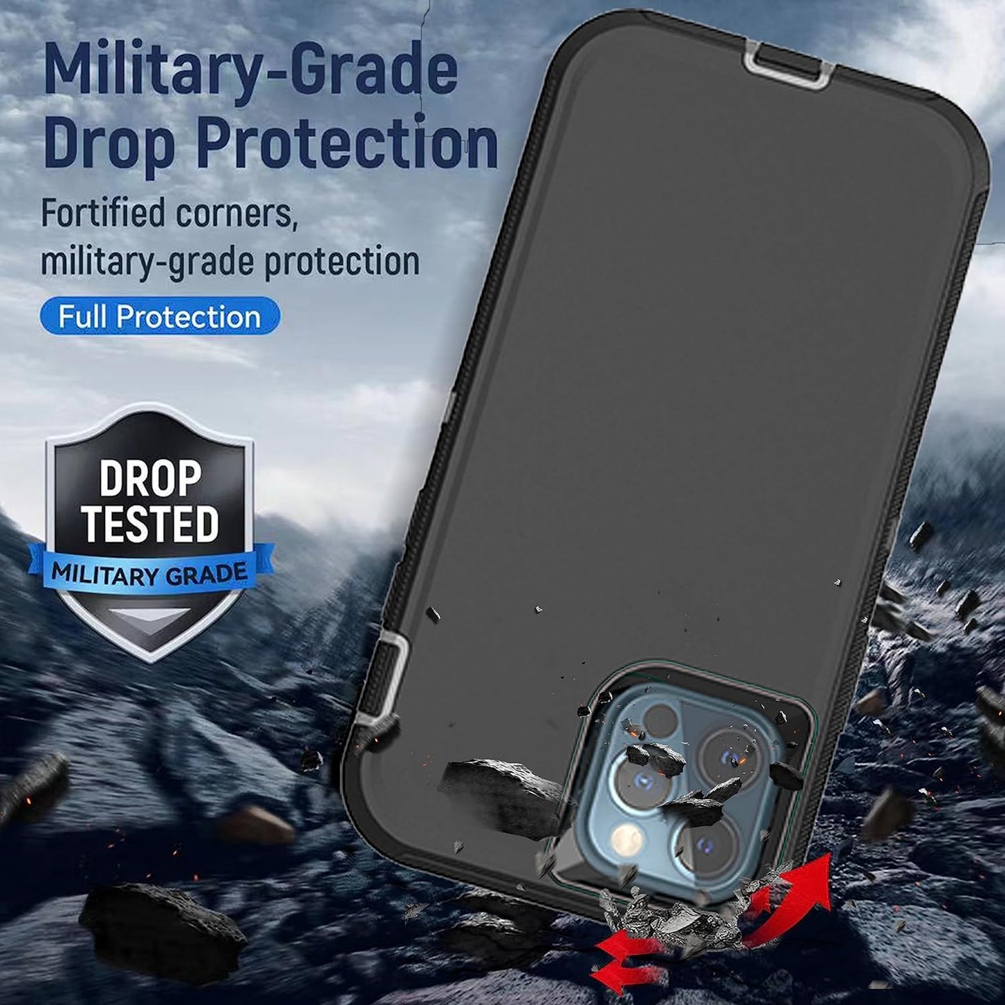 Ymhxcy for Iphone 11 Pro Max Case Shockproof Dropproof Dust-Proof Drop Proof 3-Layer Durable Phone Case Heavy Duty Protection Phone Case Cover for Apple Iphone 11 Pro Max 6.5“ Black and Grey  YmhxcY   