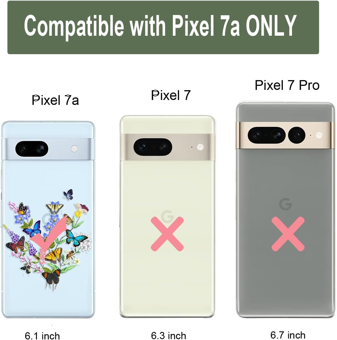 Unov Compatible with Pixel 7A Case Clear with Design Soft TPU Shock Absorption Slim Embossed Pattern Protective Back Cover for Pixel 7A 5G (Flower Butterfly)  Unov   