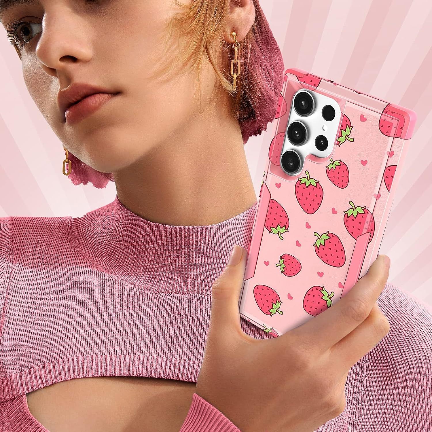 Plakill for Samsung Galaxy S22 Ultra Case Heavy Duty Protective Designer Strawberry Drop Tested Cute Cases for Men Women Girls Shockproof Protection Rugged Bumper Phone Cover for S22 Ultra 6.8"  Plakill   