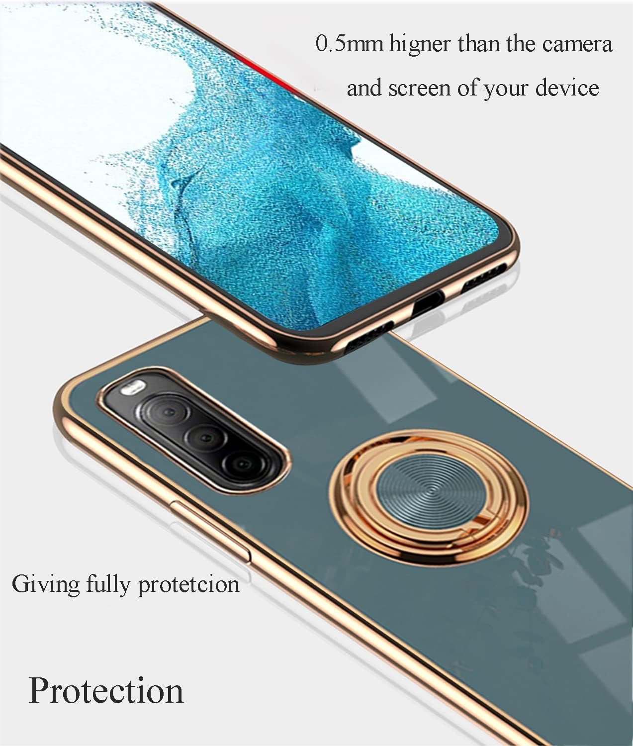 Yarxiawin Compatible with Sony Xperia 10 IV Case Ring Holder Magnet Silicone, Sony Xperia 10 IV Phone Case Silicone Thin White Cover Black 360° Rotatable Metal Kickstand (Gray)  Yarxiawin   