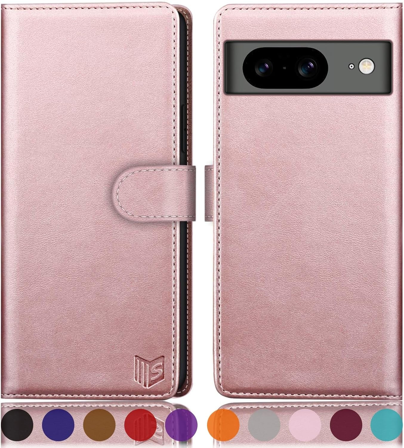 SUANPOT for Google Pixel 8 5G Wallet Case with RFID Blocking Credit Card Holder,Flip Book PU Leather Protective Cover Women Men for Pixel 8 Phone Case Blue Green  SUANPOT Rose Gold  