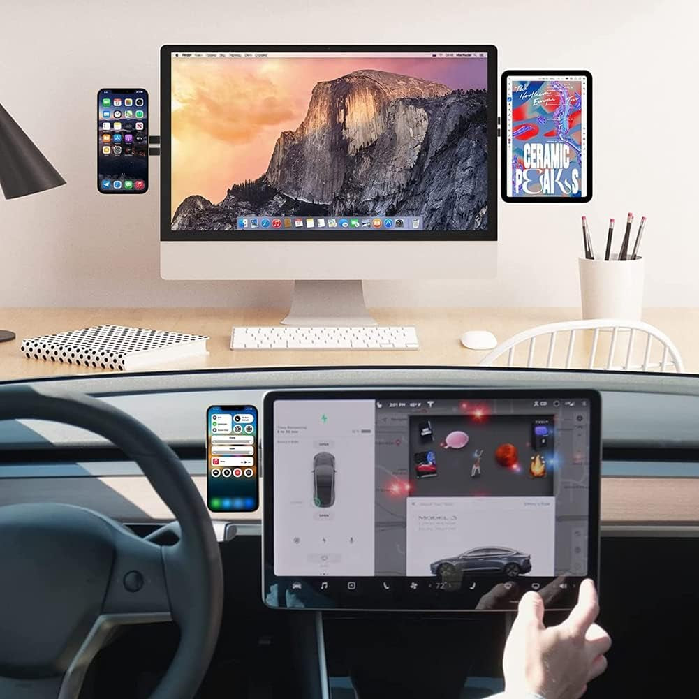 Likense Magnetic Laptop Phone Holder, Aluminum Alloy Laptop Side Mount Foldable Phone Stand for Iphone 13 13 Pro Max Iphone 12 12 Pro Max  Likense   