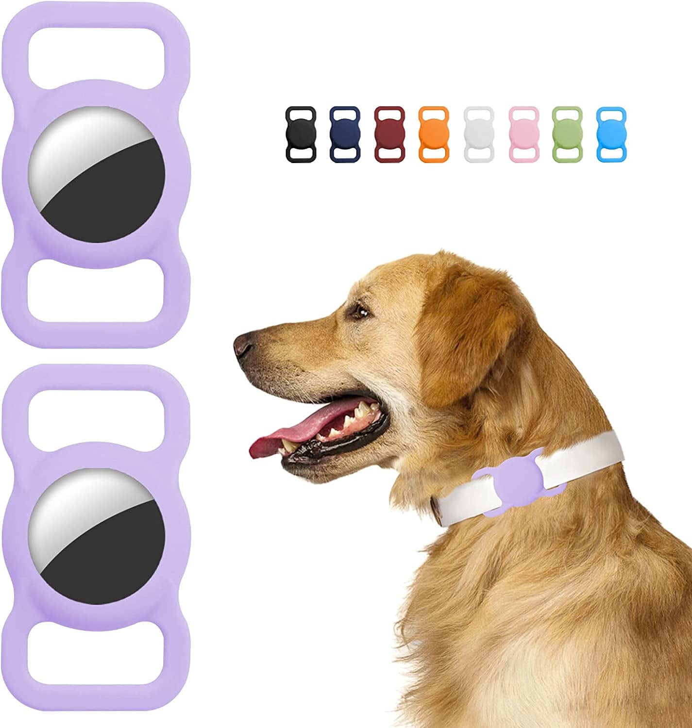 Gogomg 2 Pack Holders Compatible with Apple Airtag for Dog Collar, Silicone Protective Case for Air Tag Pet GPS Tracker (Purple)  gogomg   