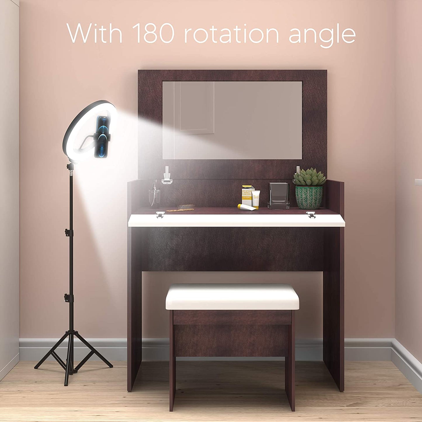 TALK WORKS 10" Selfie Ring Light Compatible W/Iphone 13/13 Pro/13 Pro Max/14/14 Plus/14 Pro/14 Pro Max - Halo LED Circle Phone Holder Tripod Stand for Tiktok, Live Stream, Video Recording (Black)  TalkWorks   