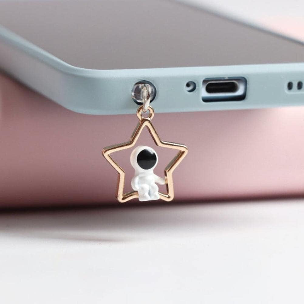 Astronaut Dust Plug Charm Cute Charge Port anti Dust Plug Kawaii USB Type C Plug for Earphone Jack Stopper Cap Penda X5M2  Generic   