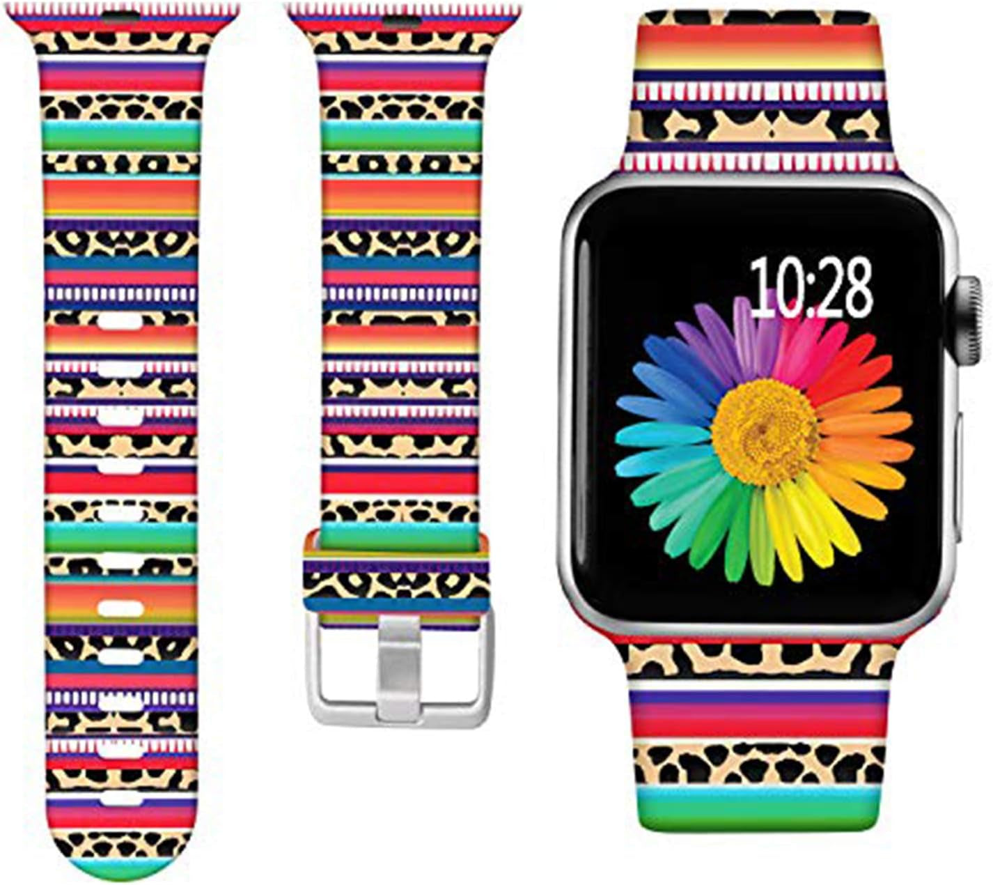 Laffav Compatible with Apple Watch Band 41Mm 40Mm 38Mm Iwatch SE & Ultra & Series 8/7/6/5/4/3/2/1 for Women Men, Sexy Leopard, S/M  Laffav Rainbow Leopard 42/44/45/49MM M/L 