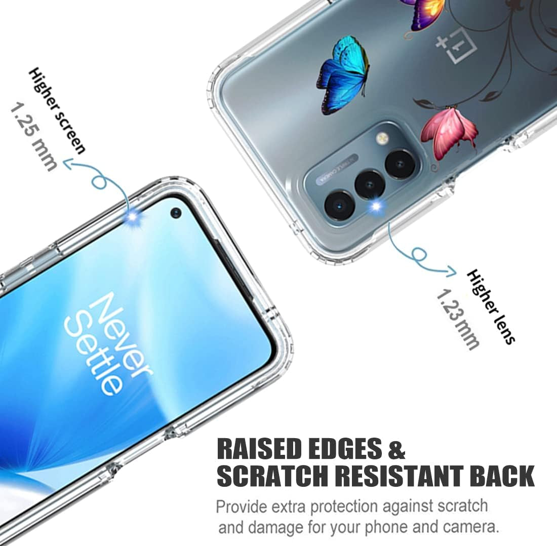 Ueokeird Case for Oneplus Nord N200 5G Case, DE2117 Case with Tempered-Glass Screen Protector, Clear Butterfly Pattern Full Body Protective Phone Cover Cases for Oneplus Nord N200 5G (Butterfly Tree)  Ueokeird   