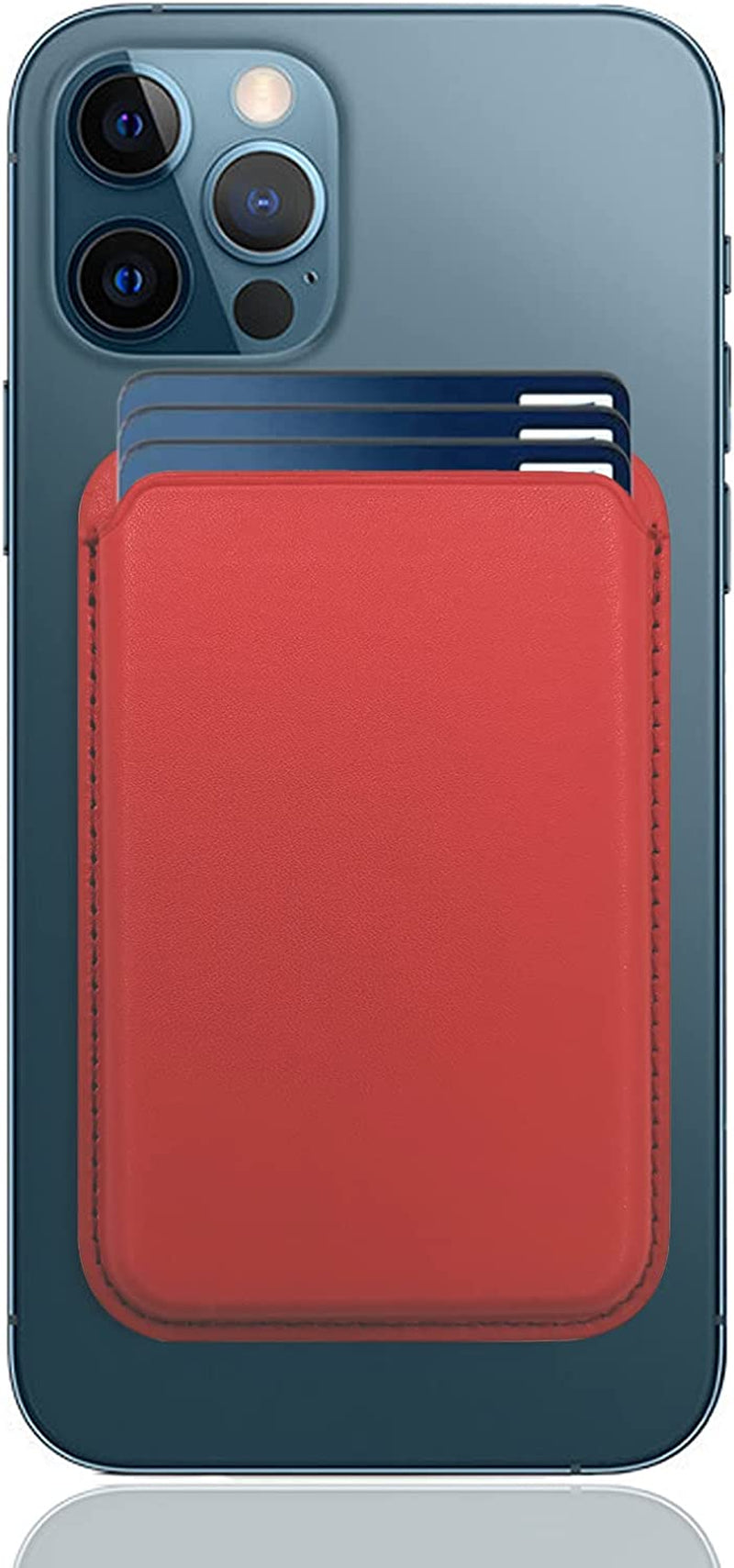 [2 Pack] Magnetic Card Holder Wallet for Iphone 14/13/12 Series with Magsafe, Leather Wallet for Iphone 14 Pro/Pro Max/Plus/14, Mag-Safe Wallet for Iphone 13 Pro/Pro Max/Mini/13/12 Series, Black Blue  iLodn Crimson  