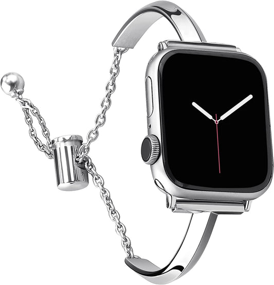 Plusroc Stainless Steel Band Compatible with Apple Watch Band 38Mm 40Mm 41Mm 42Mm 44Mm 45Mm Iwatch SE Series 8 7 6 5 4 3 2 1, Slim Versatile Bangle Bracelet for Women  PlusRoc   
