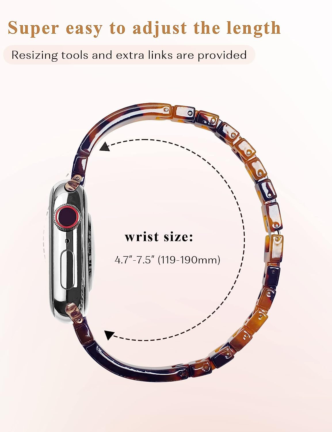 Slim Resin Band Compatible with Apple Watch Band 38/40/41/42/44/45/49Mm, Fashion Tortoise Shell Watch Bracelet Band for Iwatch Series Ultra/Se/8/7/6/5/4/3/2/1, Thin Light Watch Strap Wristband for Iwatch for Women Girls  Unilily   