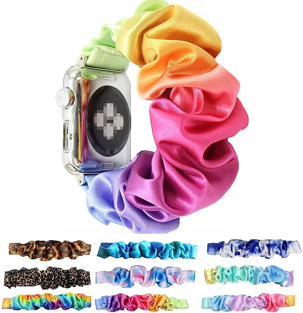 Tomcrazy Scrunchie Elastic Watchband for Apple Watch Band Series 8 7 6 5 4 3 2 1 SE Ultra, Watch Band for Iwatch 49Mm 45Mm 41Mm 38Mm 40Mm 42Mm 44Mm Strap Bracelet  Ruidou Technology Co Ltd Rainbow 65 41mm/40mm/38mm 