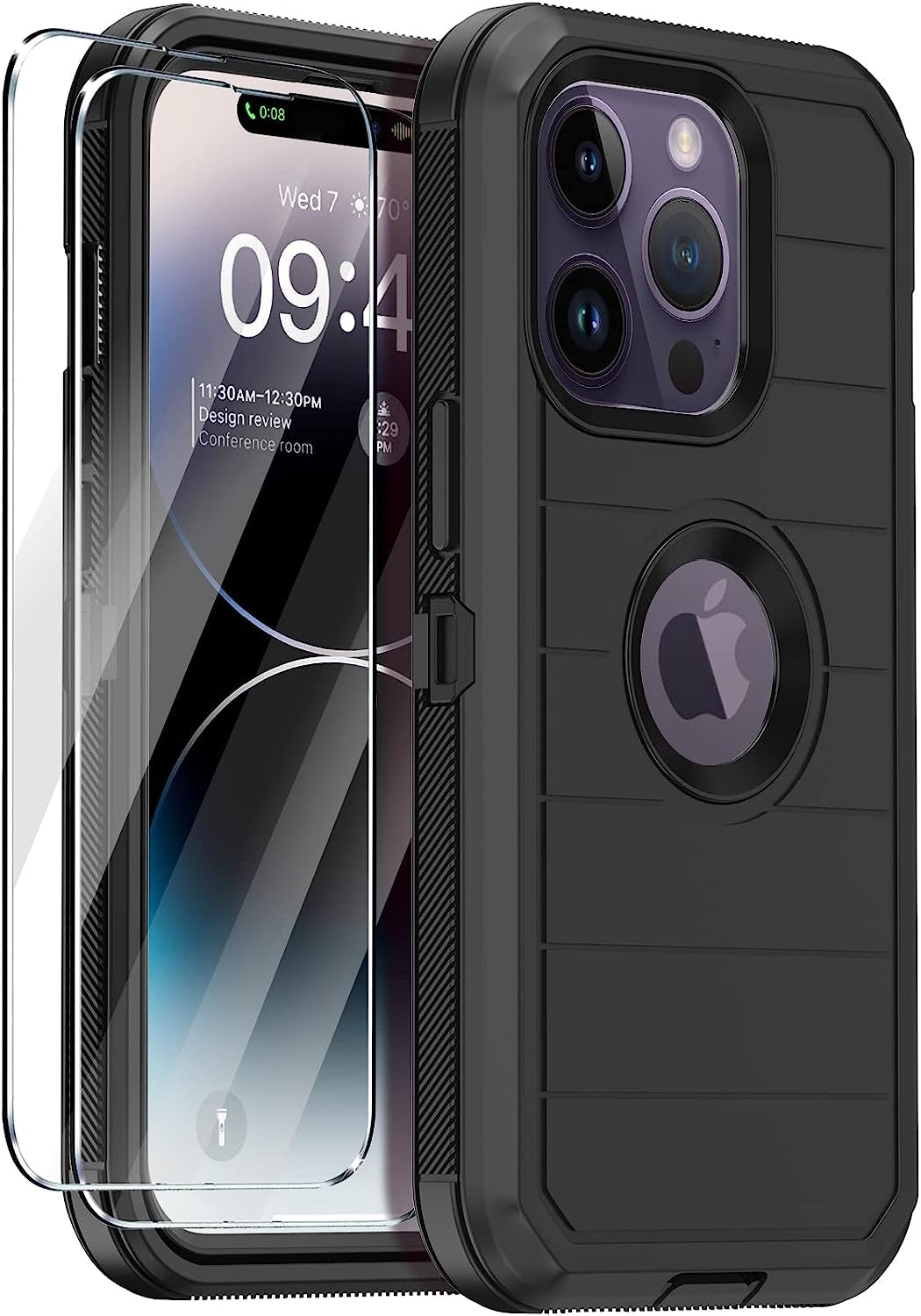 Annymall for Iphone 14 Pro Max Clear Case with 2 Screen Protector,Heavy Duty Shockproof Drop Protection Phone Cover Rugged Durable Full Body Bumper Hard Case for Apple Iphone 14 Pro Max (Black/Clear)  Annymall Black Ii  