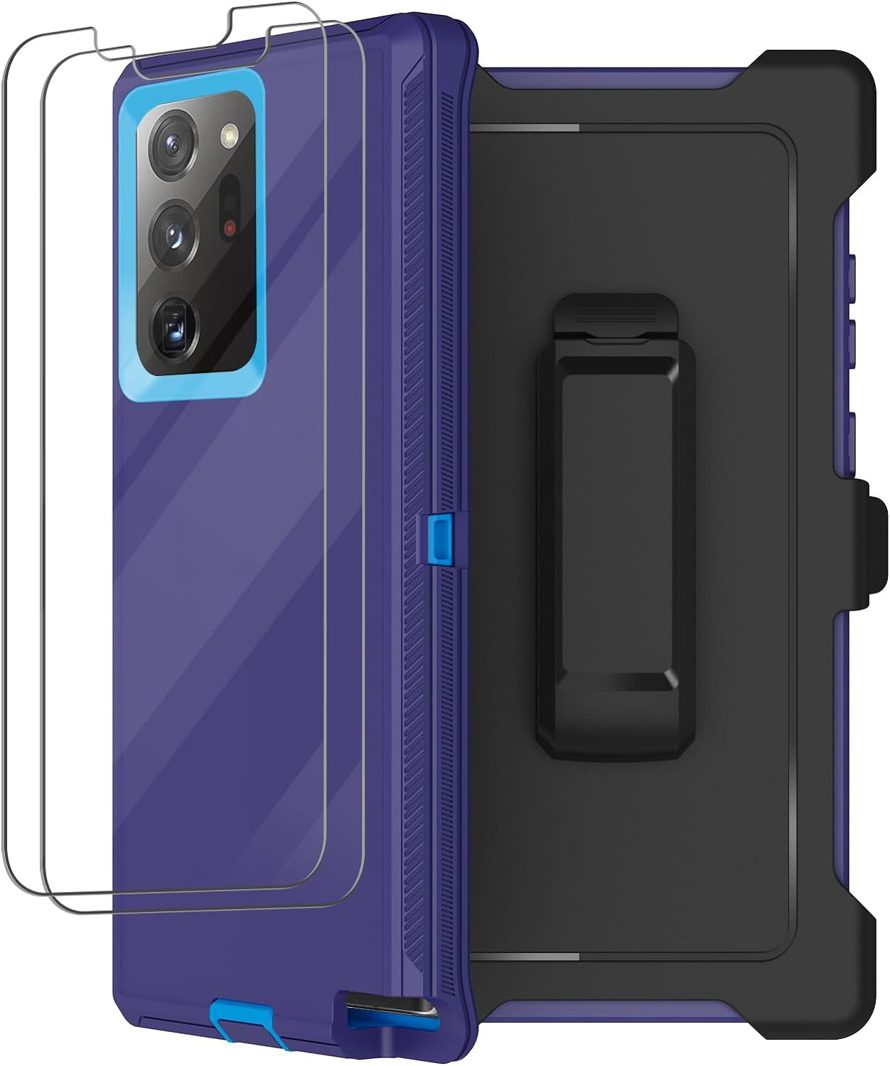 For Galaxy Note 20 Ultra Case with Belt Clip Holster, 2 Screen Protector, Military Grade Full Body Heavy Duty Shockproof Rugged Protective Cover for Samsung Galaxy Note 20 Ultra 5G (Blue)  RubCase   