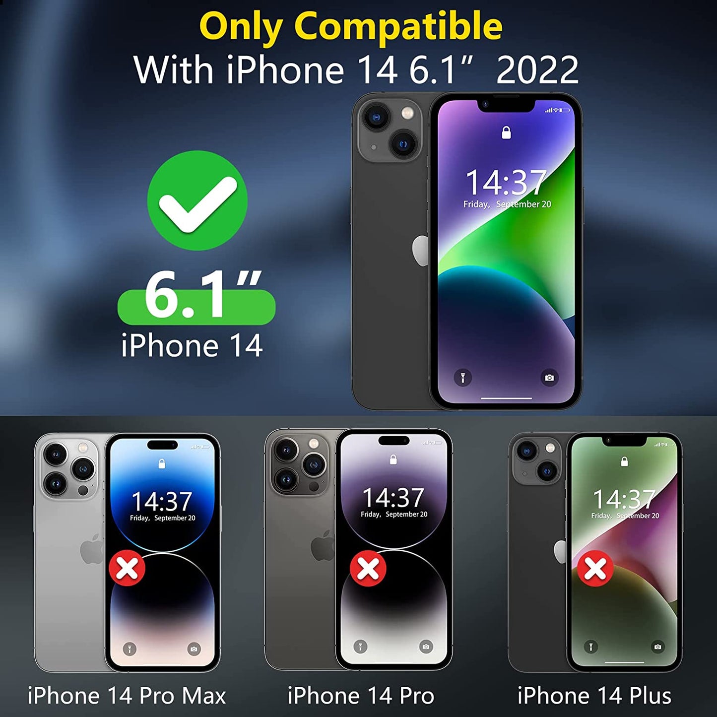 SPIDERCASE for Iphone 14 Case, [10 FT Military Grade Drop Protection][Non-Slip] [2+Tempered Glass Screen Protector][2+Tempered Camera Lens Protector] Heavy Duty Full-Body Shockproof Case, Dark Blue  SPIDERCASE   