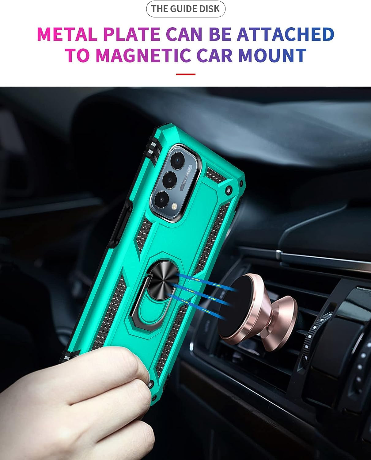 SKTGSLAMY for Oneplus Nord N200 5G Case,With Screen Protector,[Military Grade] 16Ft. Drop Tested Cover with Magnetic Kickstand Car Mount Protective Case for Oneplus Nord N200 5G, Mint  SKTGSLAMY   