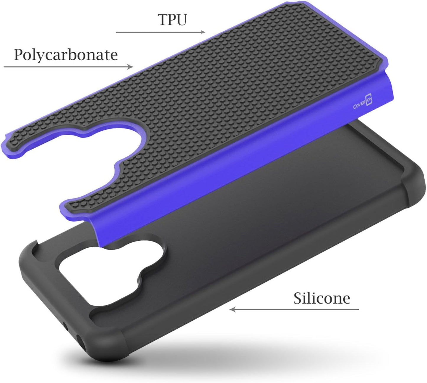 Coveron Heavy Duty Hybrid Hexaguard Series for LG G6 / G6 plus Case, Blue on Black  CoverON   