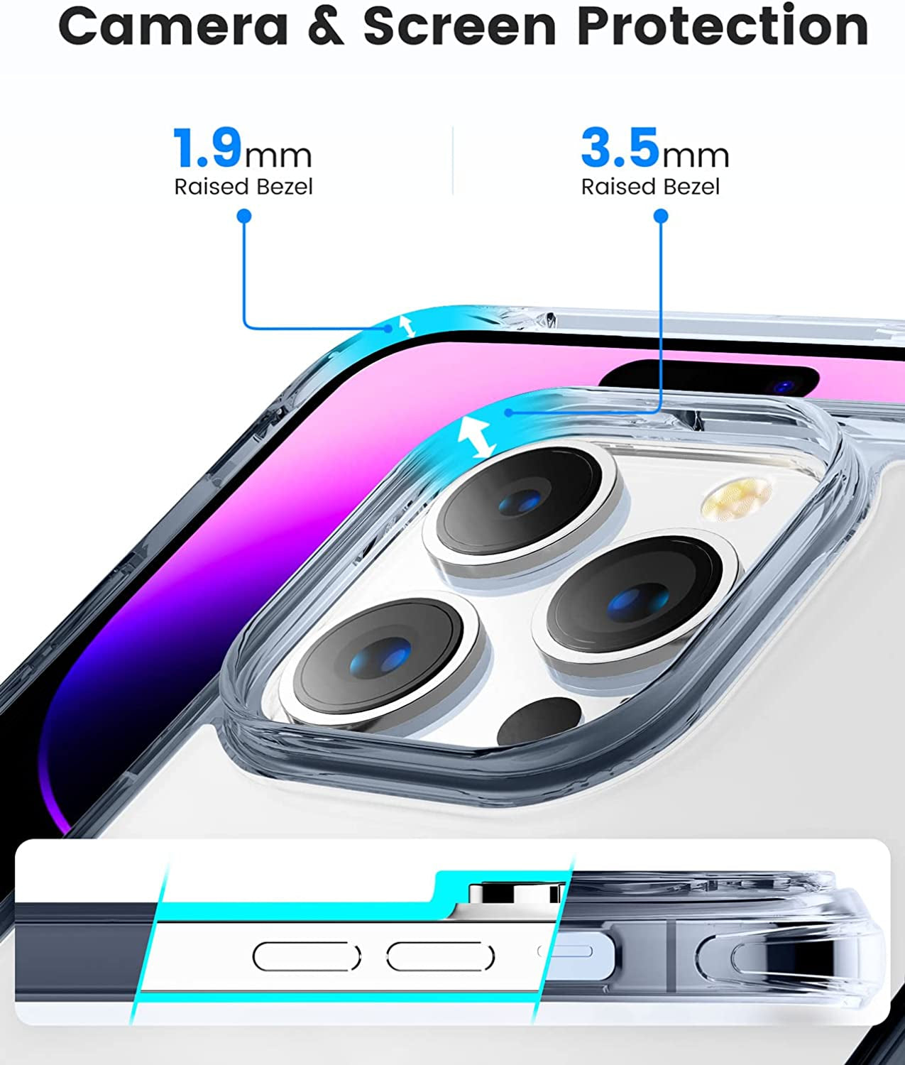 Mkeke for Iphone 14 Pro Case Clear, [Military Grade Protection] [Not Yellowing] Shockproof Phone Case for Apple Iphone 14 Pro 2022 -Gradient Black Clear  Shenzhen Make Technology Company Limited   