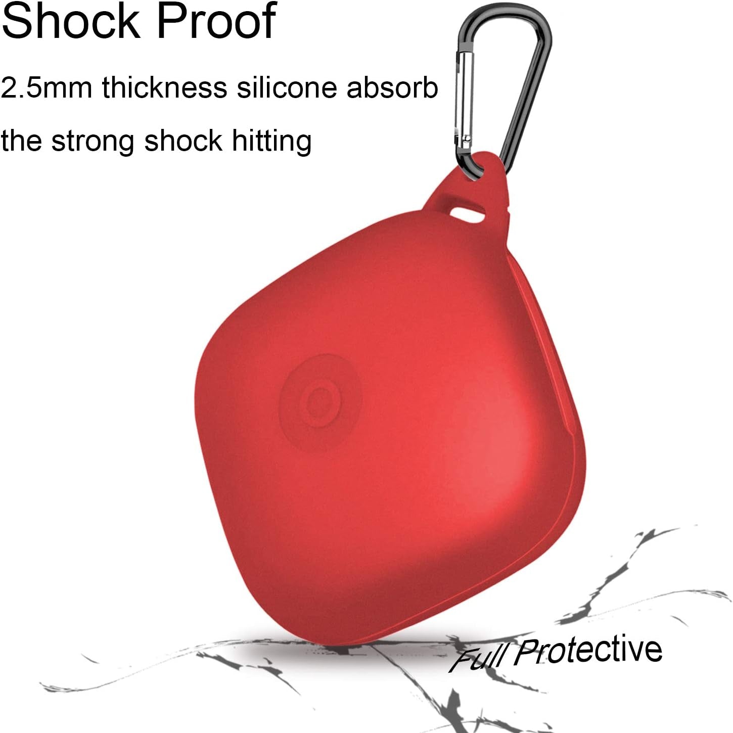 Anti Lost Carrying Protective Silicone Replacement Case for Beats Powerbeats Pro 2019 Full Body Protection Shockproof Powerbeats Charging Case Skin and Cover with Carabiner Red  REEYEAR   