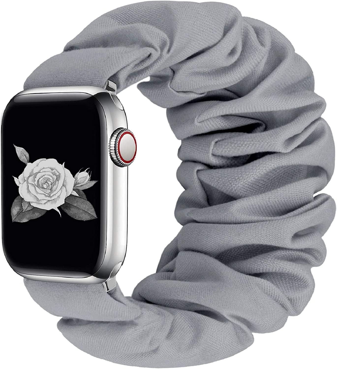 Greatfine Compatible for Apple Watch Band Scrunchie 38Mm 40Mm 41Mm 42Mm 44Mm 45Mm,Soft Elastic Scrunchie Watch Bands,With Iwatch Series 8 7 6 SE 5 4 3 2 1 Ultra,Replacement Wristband for Women(S/M)  HSELE C-Grey 42mm/44mm/45mm-S/M 