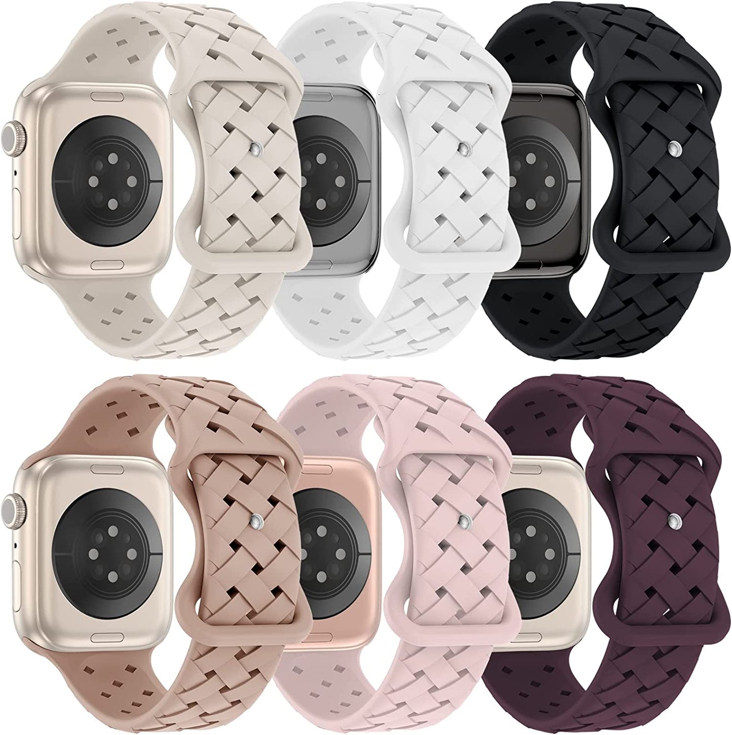 DYKEISS 6 Pack Sport Silicone Band Compatible with Apple Watch Band 41Mm 45Mm 40Mm 44Mm 38Mm 42Mm 49Mm for Women Men, Breathable Soft Replacement Strap for Iwatch Ultra Series 8/7/SE/6/5/4/3/2/1  DYKEISS   