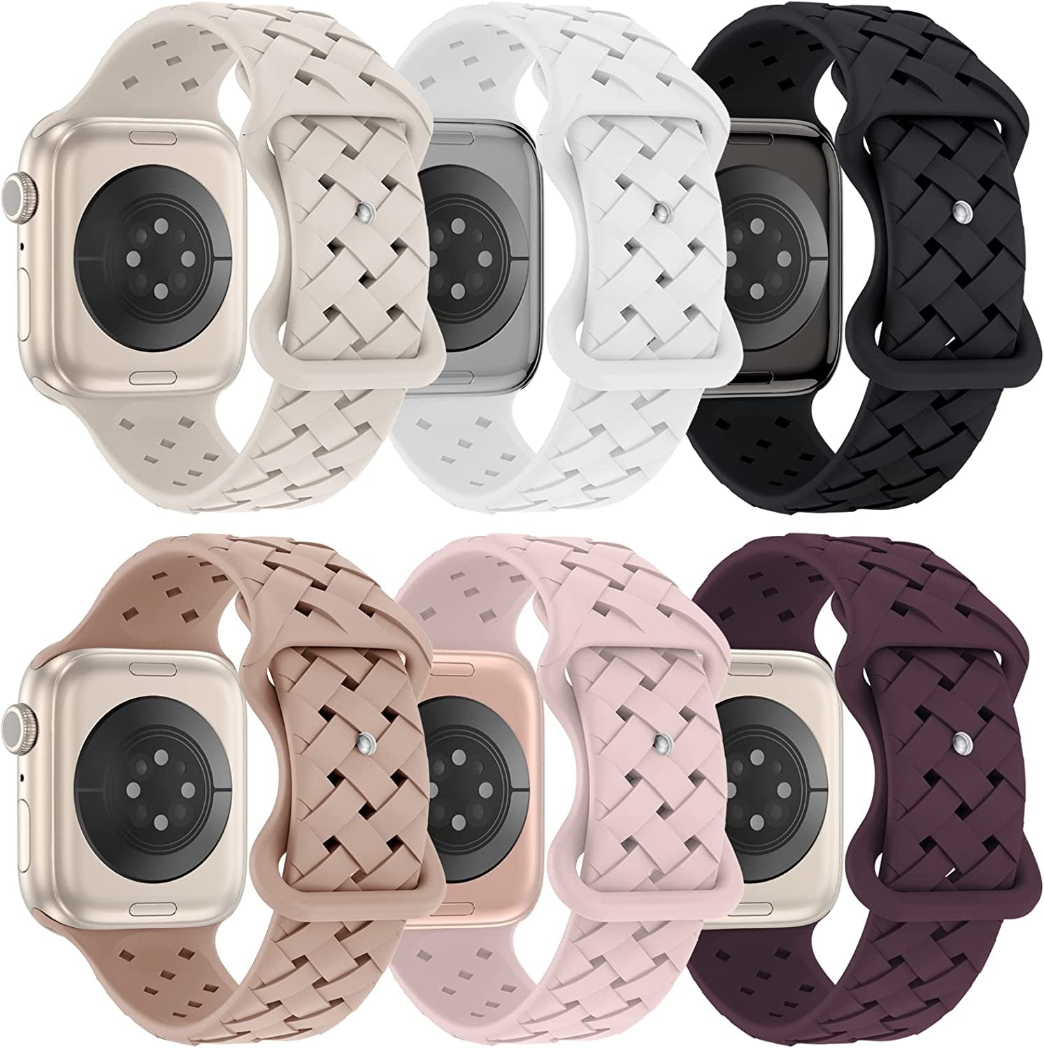 DYKEISS 6 Pack Sport Silicone Band Compatible with Apple Watch Band 41Mm 45Mm 40Mm 44Mm 38Mm 42Mm 49Mm for Women Men, Breathable Soft Replacement Strap for Iwatch Ultra Series 8/7/SE/6/5/4/3/2/1  DYKEISS   