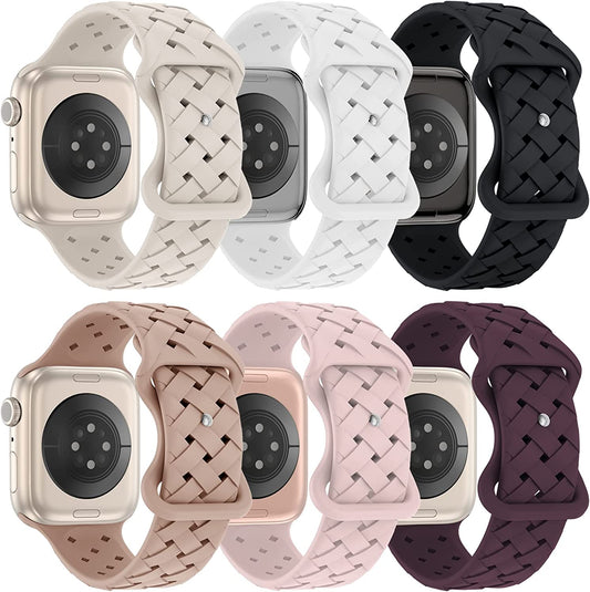DYKEISS 6 Pack Sport Silicone Band Compatible with Apple Watch Band 41Mm 45Mm 40Mm 44Mm 38Mm 42Mm 49Mm for Women Men, Breathable Soft Replacement Strap for Iwatch Ultra Series 8/7/SE/6/5/4/3/2/1  DYKEISS   