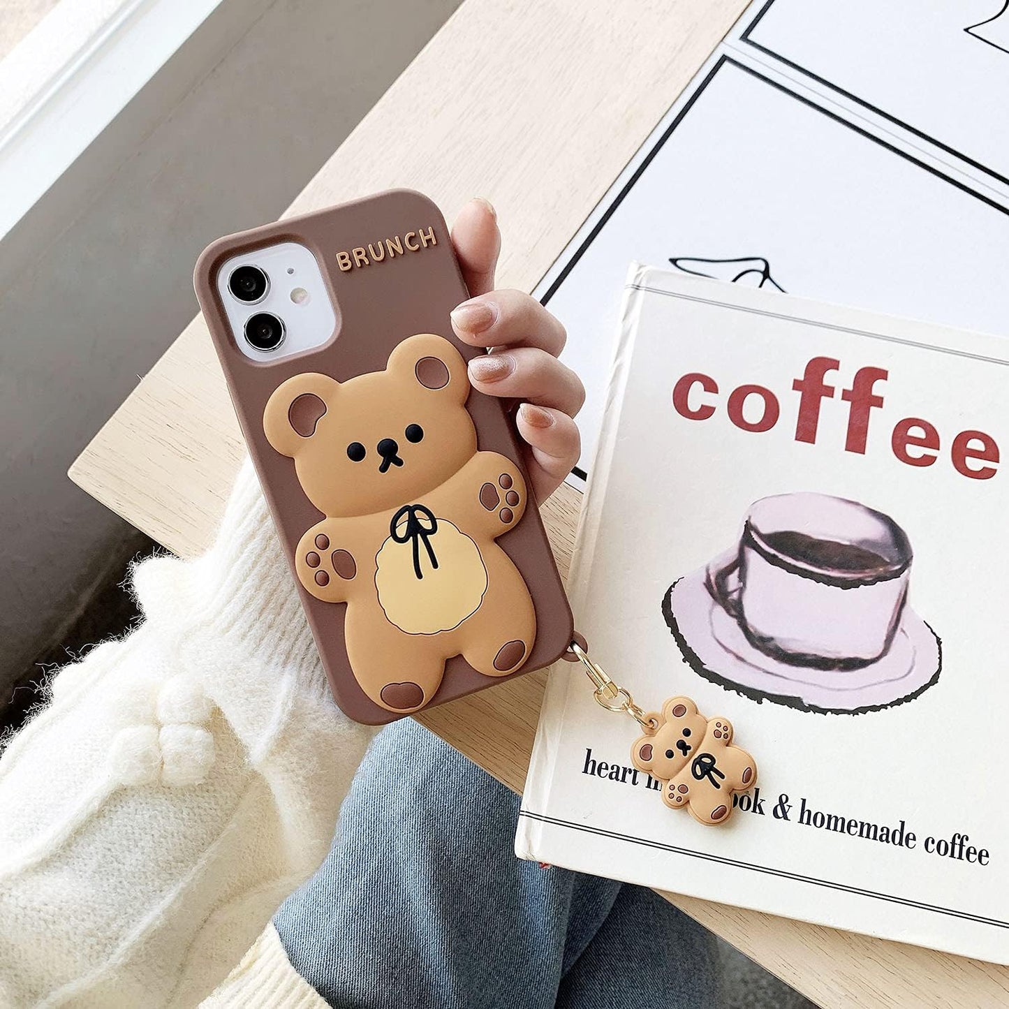 Yatchen Kawaii Phone Cases Apply to Iphone 12 Mini,Cute Cartoon Bear Phone Case with Keychain Teddy Bear Phone Case 3D Iphone 12 Mini Case Soft Silicone Shockproof Cover for Women Girls  Yatchen   