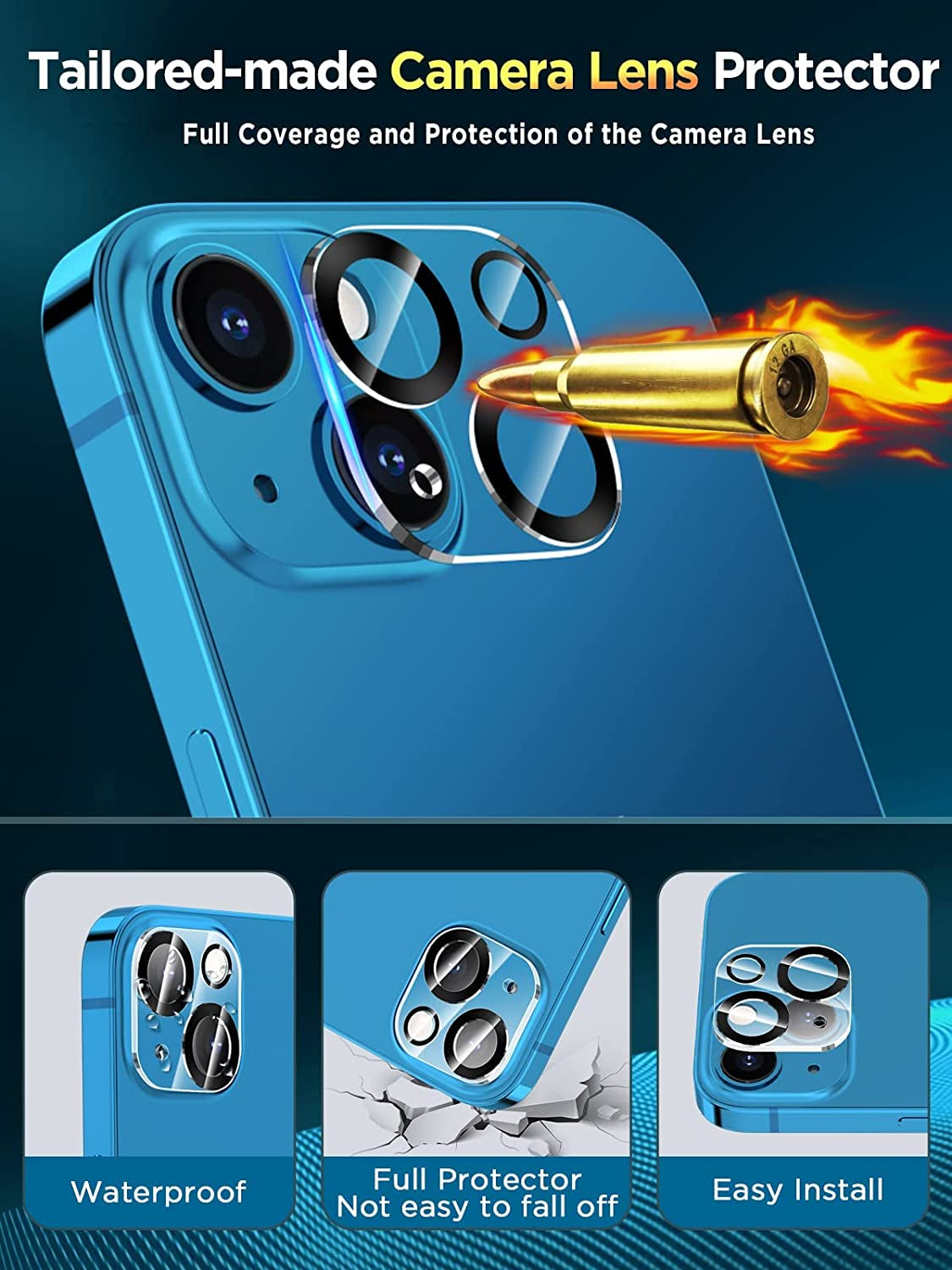 Invoibler 3 Pack Screen Protector Compatible with Iphone 13 + 3 Pack Camera Lens Protector, Iphone 13 Screen Protector Tempered Glass, 6.1 Inch [HD Clear] [Bubble Free] [Not for Iphone 13 Pro]  Invoibler   