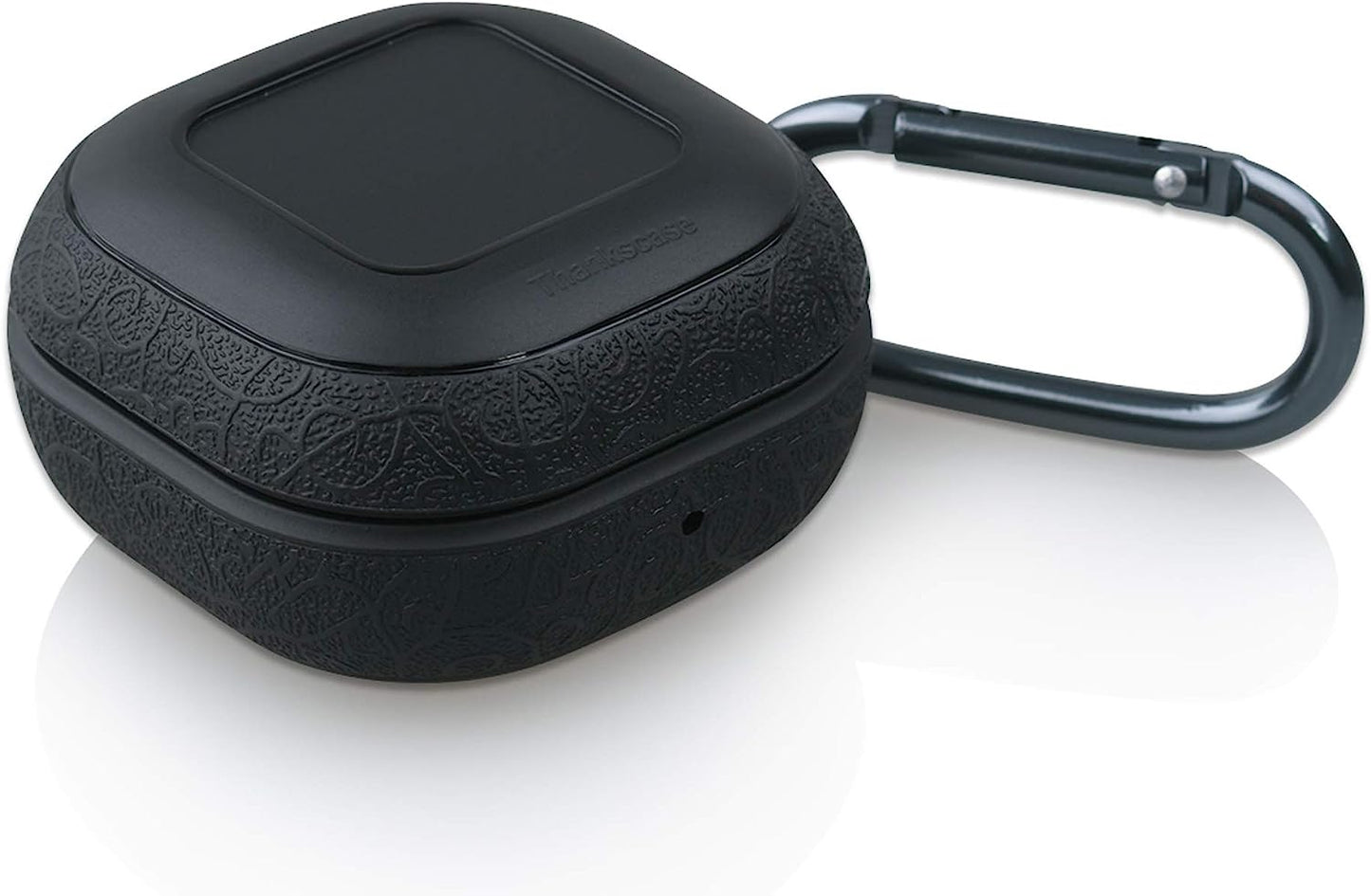 Thankscase Relief Texture Design for Galaxy Buds2, Galaxy Buds Pro Case/Galaxy Buds Live Case Cover Two-Piece Shockproof TPU Protective Case Support Wireless Charging LED Visible Cover, Matte  Thankscase black for Galaxy Buds Pro & Live 