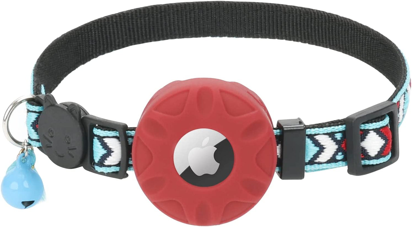 Airtag Cat Collar,Daboqed Kitten Collar Adjustable Breakaway Collar with Safety Buckle and Silicone Airtag Holder Case Compatible with Airtag Pet Collar for Female Girl Cats Male Boy Cats(Mint Green)  DaboQed Blue  