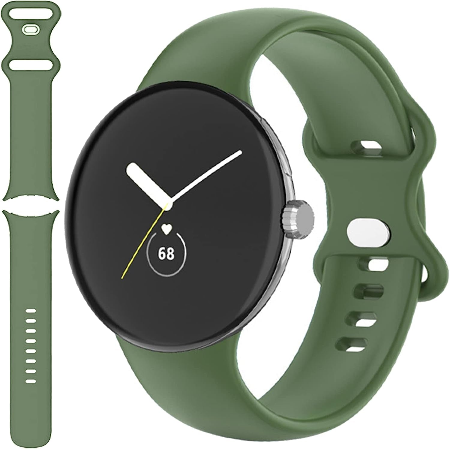 Miimall Compatible for Google Pixel Watch Band Silicone, Flexible Quick Fit Strap for Women Men, Breathable Lightweight Replacement Band Strap for Google Pixel Watch(Deep Green)  Miimall   