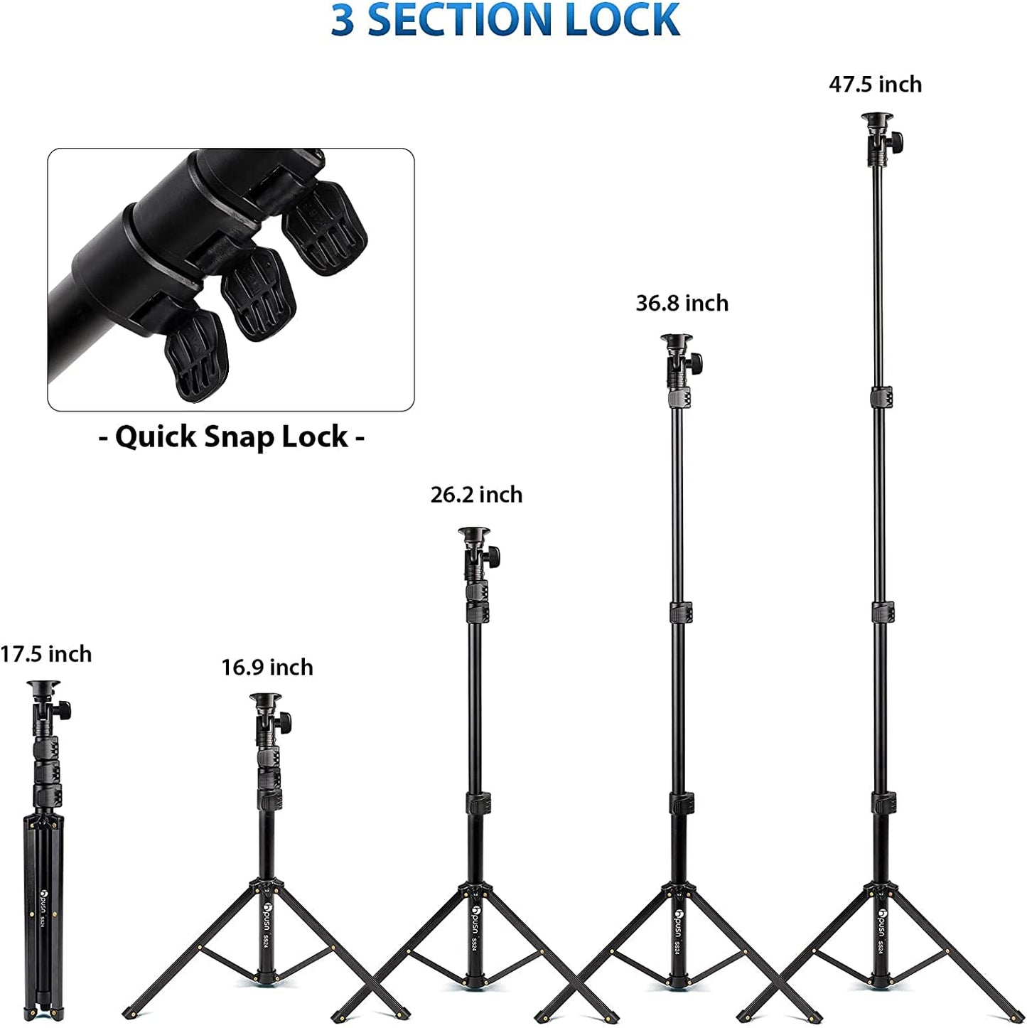 HPUSN Ring Light Tripod:Selfie Ring Light Phone Holder with Dimmable Led Ring Light for Youtube/Live Stream/Makeup/Vlog/Tiktok Compatible with Smartphone  HPUSN   