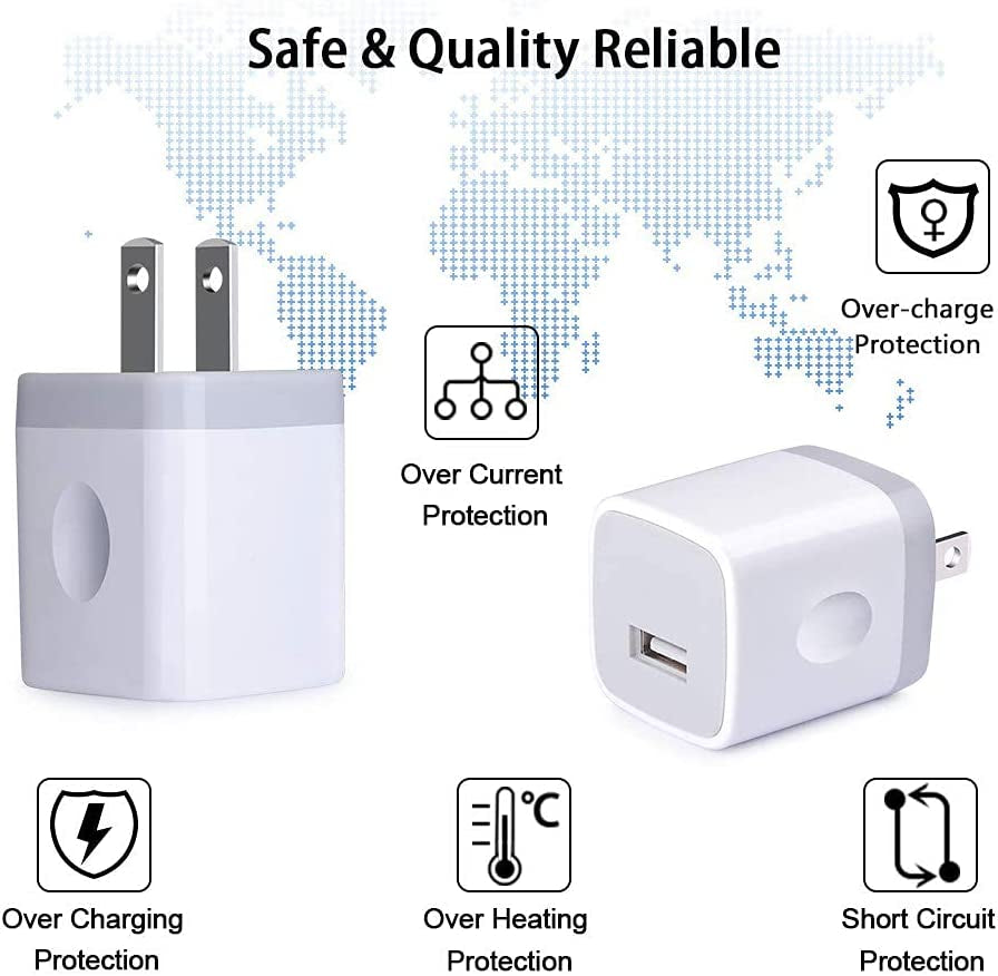 USB Wall Charger, Cablelovers 1A/5V 3-Pack Travel USB Plug Charging Block Brick, Charger Power Adapter Cube Compatible Phone Xs/Xs Max/X/8/7/6 Plus, Galaxy S9/S8/S8 Plus, Moto, Kindle, LG  Shenzhen Putuo Technology Co.,Ltd   