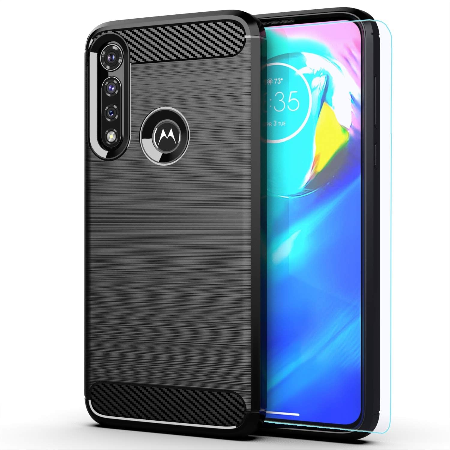 M MAIKEZI for Moto G Power 2020 Case, Motorola G Power Case 2020 with HD Screen Protector, Soft TPU Slim Fashion Non-Slip Protective Phone Case Cover for Motorola Moto G Power 2020 (Black Brushed TPU)  JINZHI Inc   