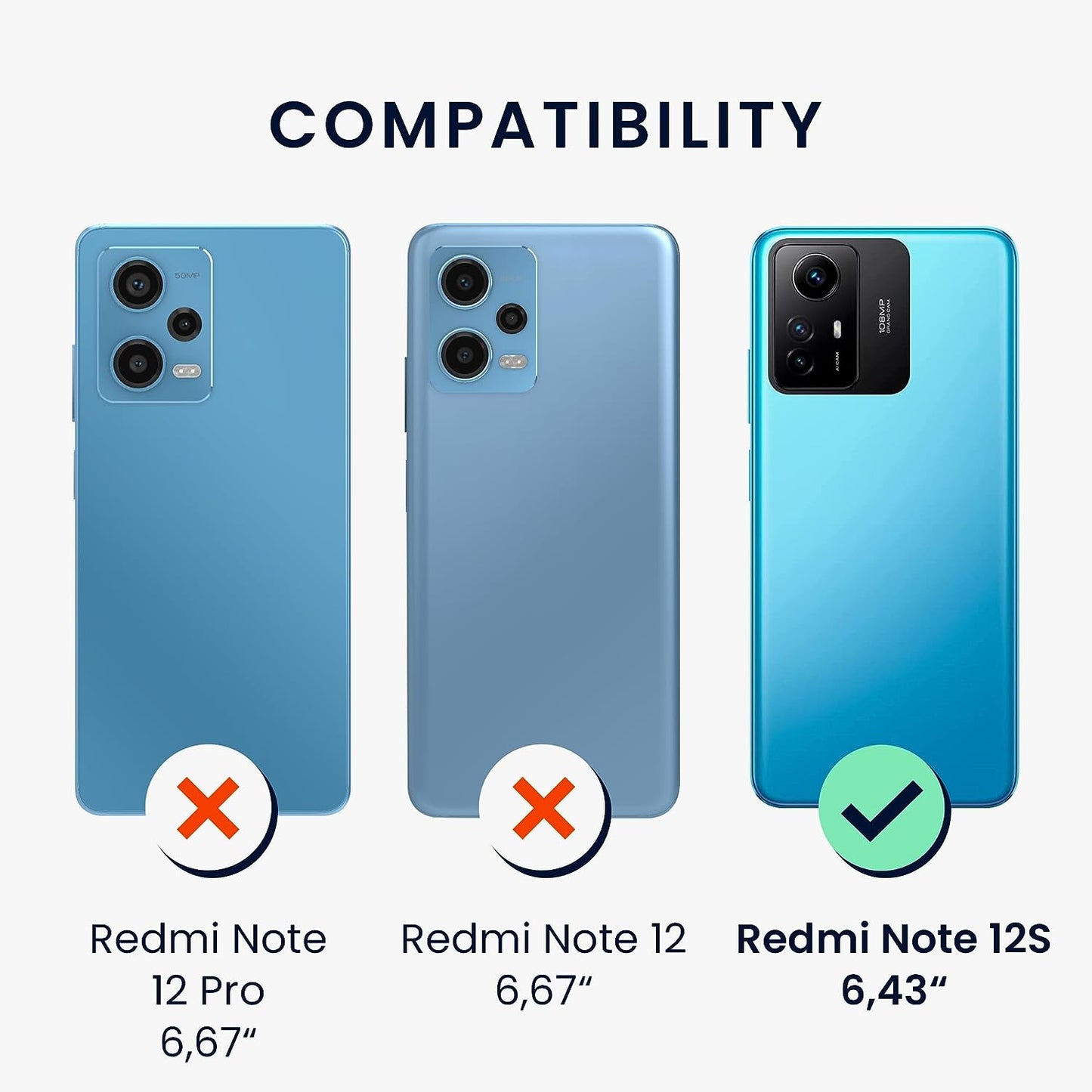 Kwmobile Case Compatible with Xiaomi Redmi Note 12S Case -Soft TPU Back Phone Cover - with Metallic Look - Metallic Teal  KW-Commerce   