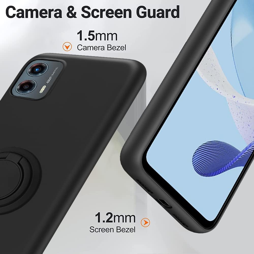 For Motorola Moto G 5G 2023 Phone Case with Glass Screen Protector, 360° Rotatable Ring Holder Magnetic Kickstand/Stand Silicone TPU Shockproof Protective Cover Case for Motorola Moto G 5G - Black  Nijiadi   