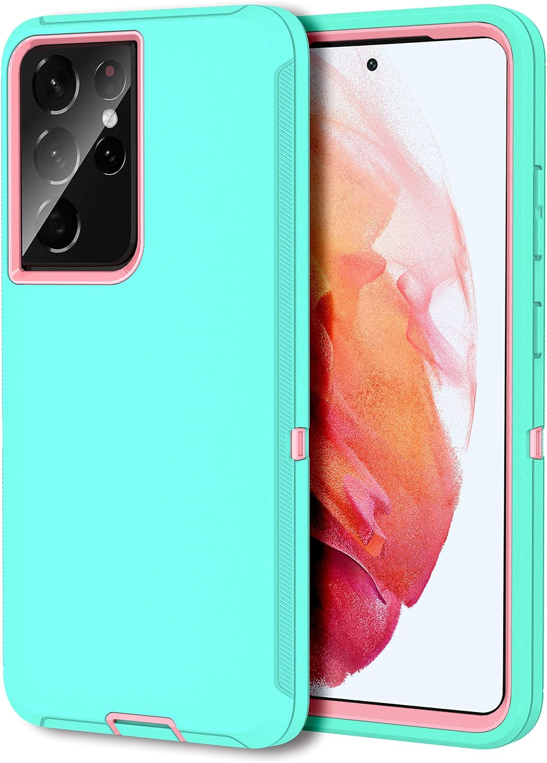 MXX Case Compatible with Galaxy S21 Ultra, 3-Layer Super Full Heavy Duty Body Bumper Cover/Shock Protection/Dust Proof, Designed for Samsung Galaxy S21 Ultra 5G (6.8 Inch) 2021 - (Orange/Gray)  MXx Accessories inc Aqua/Light Pink Galaxy S21 Ultra 5G (6.8 Inch) 