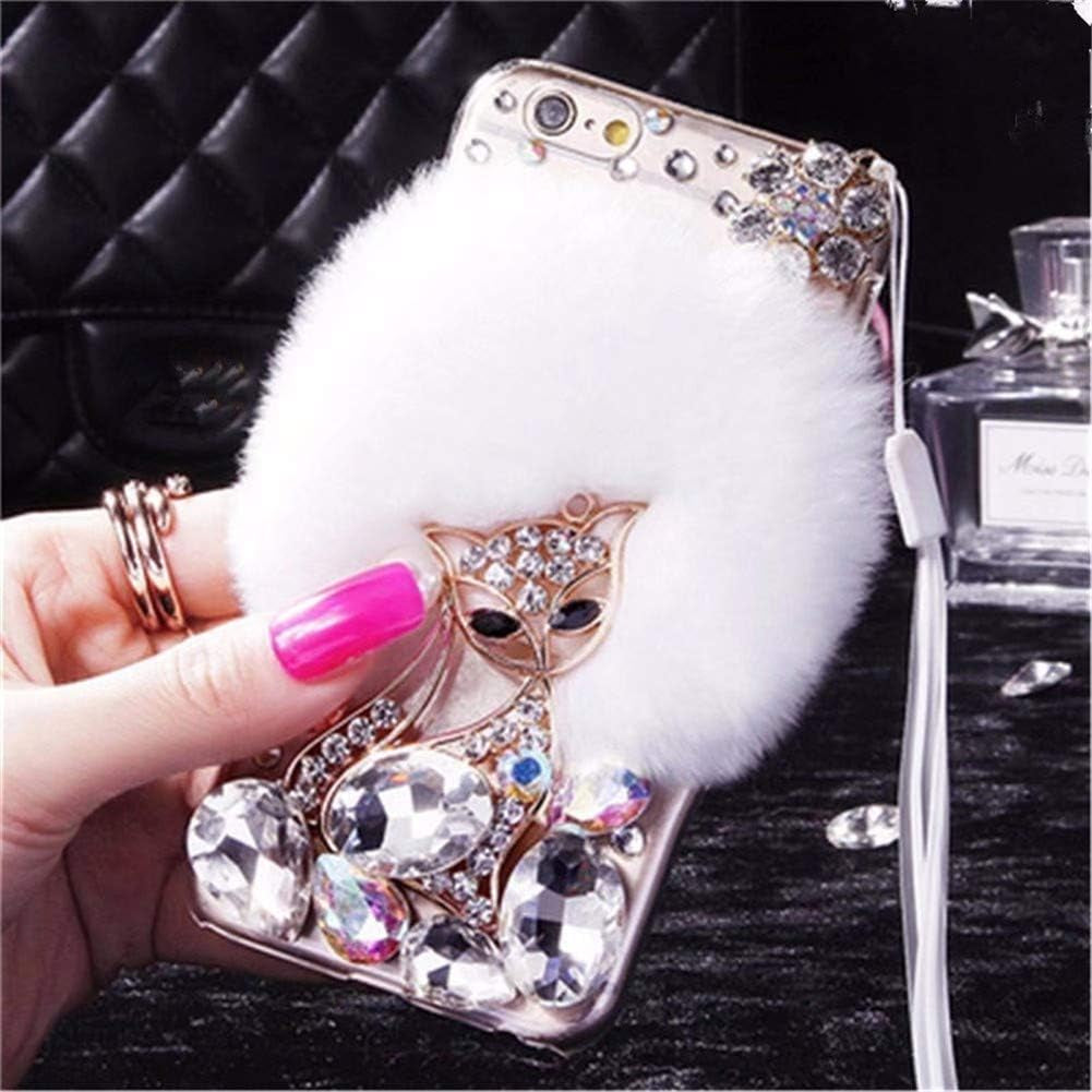 Case for LG G8 Thinq, 3D Handmade Luxury Civet Cats Fluffy Rabbit Fur Sparkle Stunning Stones Crystal Rhinestone Bling Diamond Glitter Case for LG G8 Thinq (Z01)  RB-CASE Z11 Lg G8 Thinq 