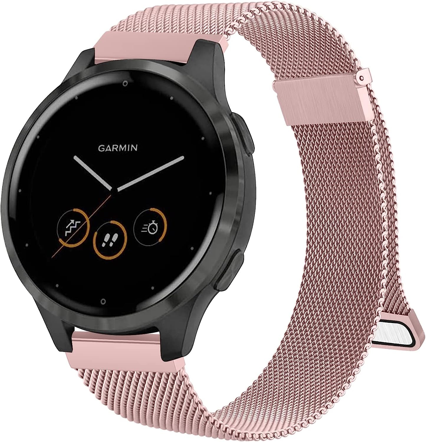 Wanme Metal Bands for Garmin Venu 2 Band, Garmin Vivoactive 4 Bands Women Men, Stainless Steel Mesh Magnetic Replacement Wristband Bracelet Strap Compatible with Garmin Vivoactive 4 / Venu 2 / Forerunner 255 Smart Watch  Wanme Rose Pink  