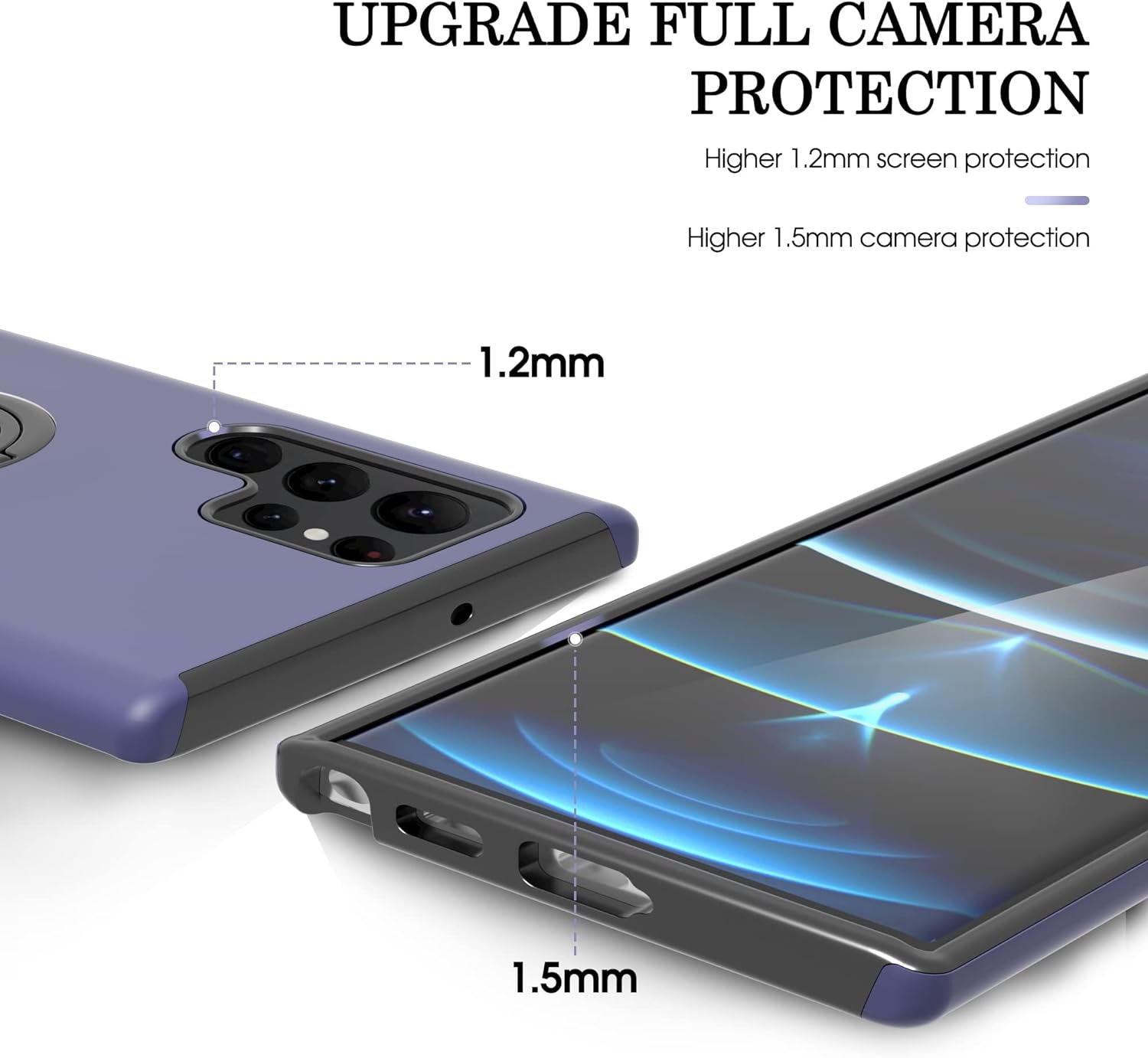 Gritup Samsung Galaxy S22 Ultra Case, Galaxy S22 Ultra Case with HD Screen Protector, [Military Grade] Shockproof Protection Case with 360° Magnetic Ring Holder Kickstand for Samsung S22 Ultra, Blue  Gritup   