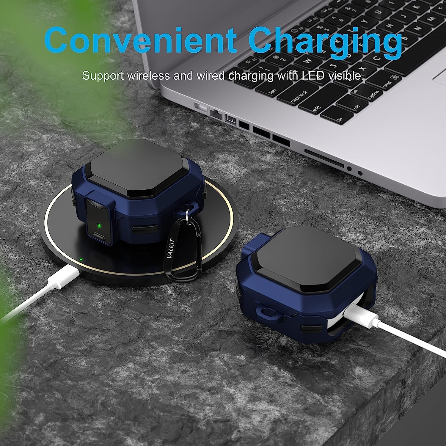 Valkit Compatible Galaxy Buds 2 Pro/Galaxy Buds 2/Galaxy Buds Pro/Buds Live Case with Lock, Full Body Protective Case for Men Women Shockproof Skin Cover for Samsung Earbuds with Keychain,Blue  VKT   