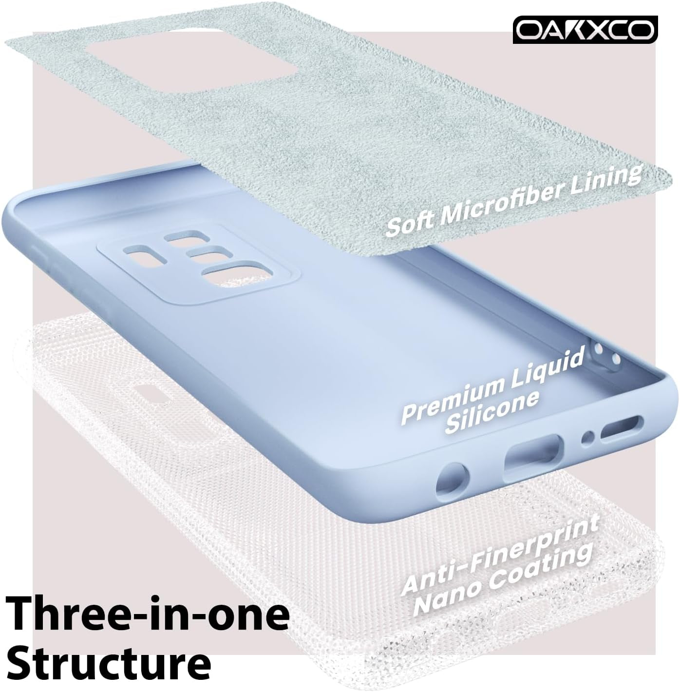 Oakxco for Samsung Galaxy S9 plus Phone Case Liquid Silicone Grip, Cute Thin Slim Soft Rubber TPU Plain Smooth Gel Cover for Women Girl, Matte Solid Protective & Shockproof, Aqua Sky Baby Light Blue  Oakxco   
