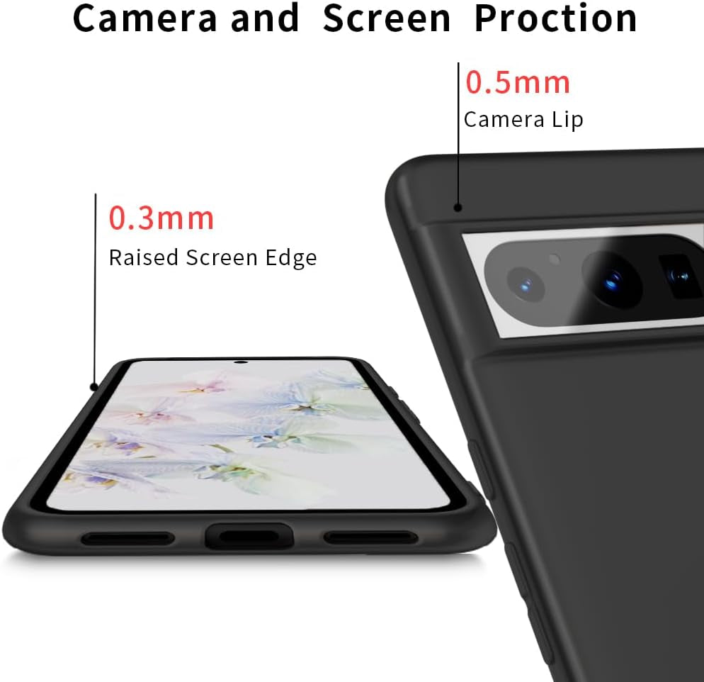 X-Level Google Pixel 8 Pro Case Ultra-Thin Slim Fit [Guardian Series] Phone Cases Soft Flexible TPU Matte Finish Coating Grip Light Protective Cell Phone Back Cover for Google Pixel 8 Pro 2023-Black  pipilu   