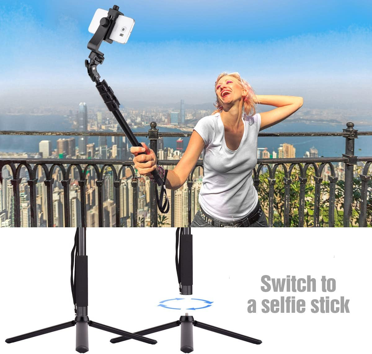 Andoer 54-Inch Selfie Stick Extendable Tripod Stand Aluminum Alloy with Detachable Desktop Tripod Phone Holder Sports Camera Mount Adapter Remote Shutter Compatible with Iphone and Android Phones  Andoer   