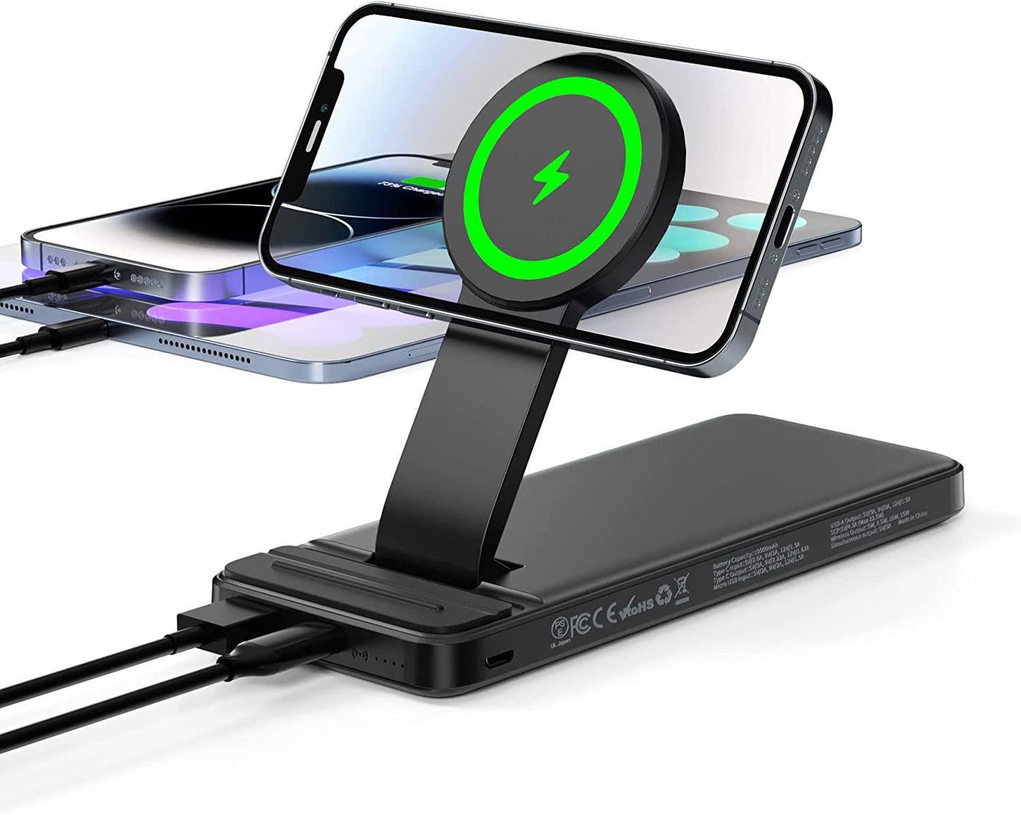 Wireless Charger Stand,15W Fast Charging Pad for Qi Device,Compact Phone Charger Stand for Iphone 14/13/12/11 Pro Max/8 Plus/Xr/Xs/Se,Pixel 6/5/4,Samsung Galaxys22/S21/S20/S10/S9/Note20/10(No Adapter)  esorun MagSafe Charger Black  