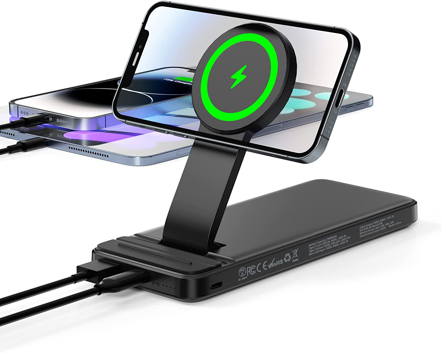 Wireless Charger Stand,15W Fast Charging Pad for Qi Device,Compact Phone Charger Stand for Iphone 14/13/12/11 Pro Max/8 Plus/Xr/Xs/Se,Pixel 6/5/4,Samsung Galaxys22/S21/S20/S10/S9/Note20/10(No Adapter)  esorun MagSafe Charger Black  