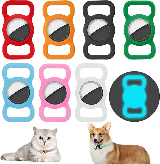 Silicone Airtag Holder for Dog Collar, 7 Pack Durable Airtags Case, Adjustable Cat Air Tag Collar Cover, for Pet Tracker Tags (Colorful)  Chella   